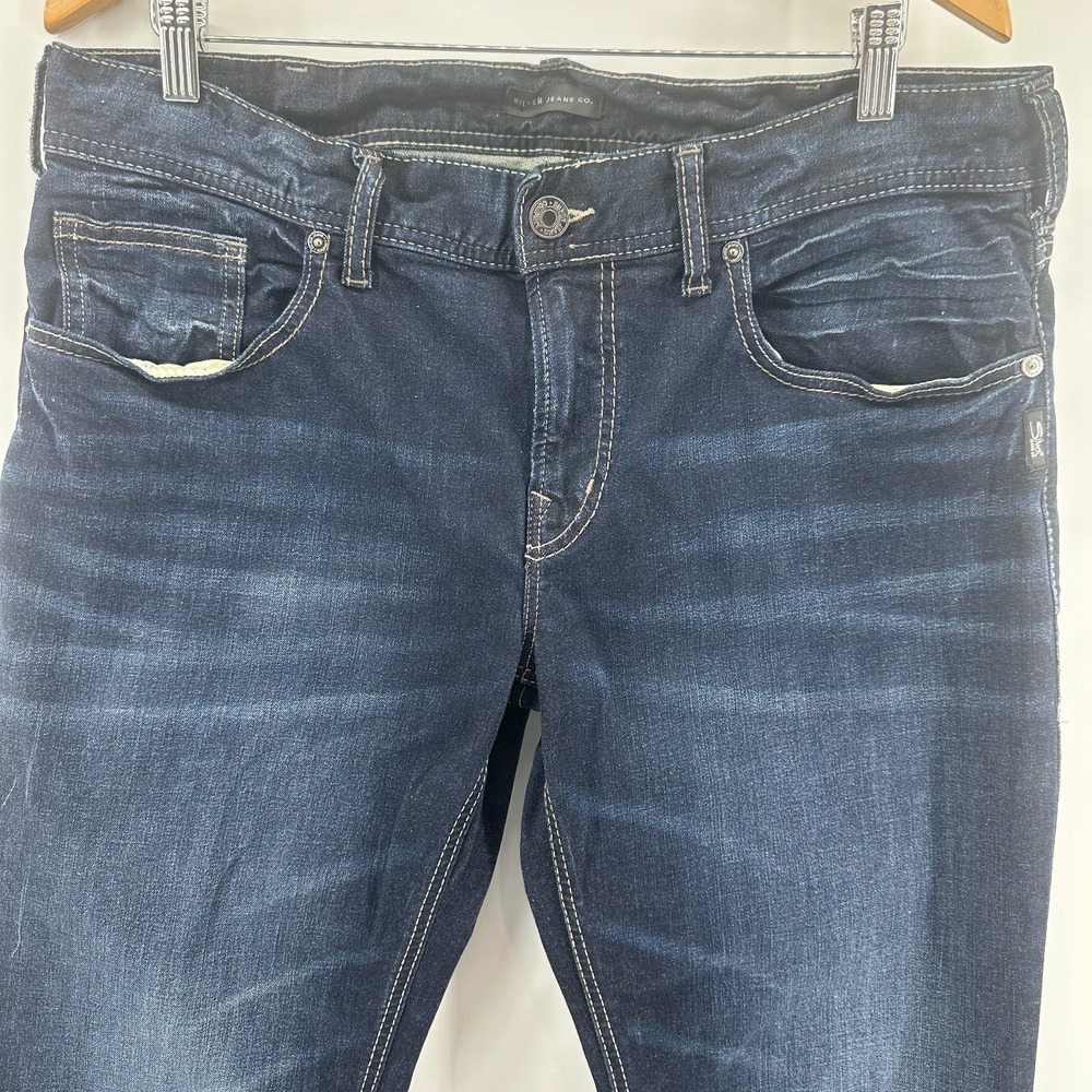 Silver‎ Jeans Co. Jeans Men's Blue Low Rise Allan Slim Fit Straight Leg Whisker - Picture 2 of 13